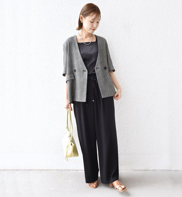 SHIPS for women「《一部予約》〈手洗い可能〉2WAY サテン &times; カットソー スクエア タンクトップ」|タンクトップ|