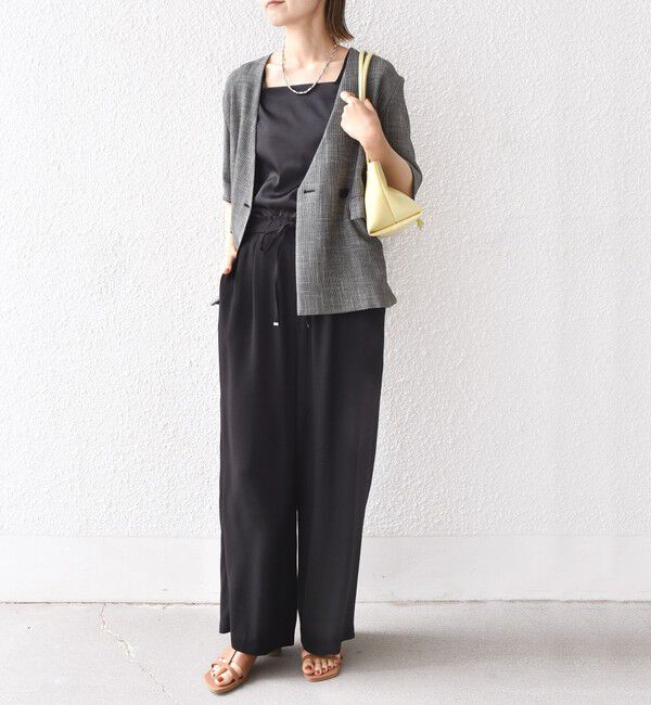 SHIPS for women「《一部予約》〈手洗い可能〉2WAY サテン &times; カットソー スクエア タンクトップ」|タンクトップ|