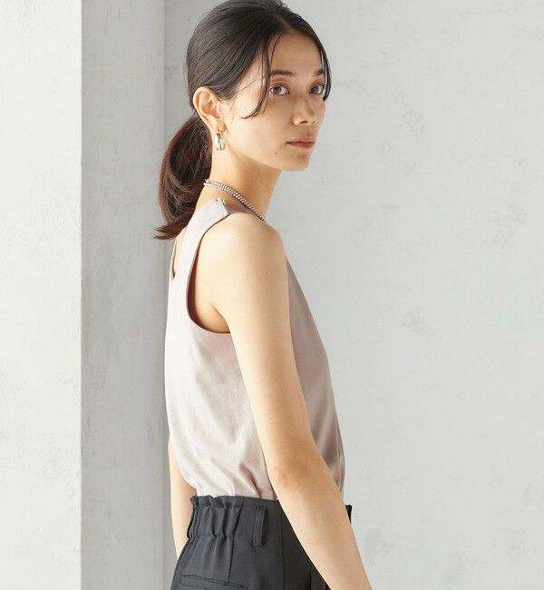 SHIPS for women「《一部予約》〈手洗い可能〉2WAY サテン &times; カットソー スクエア タンクトップ」|タンクトップ|