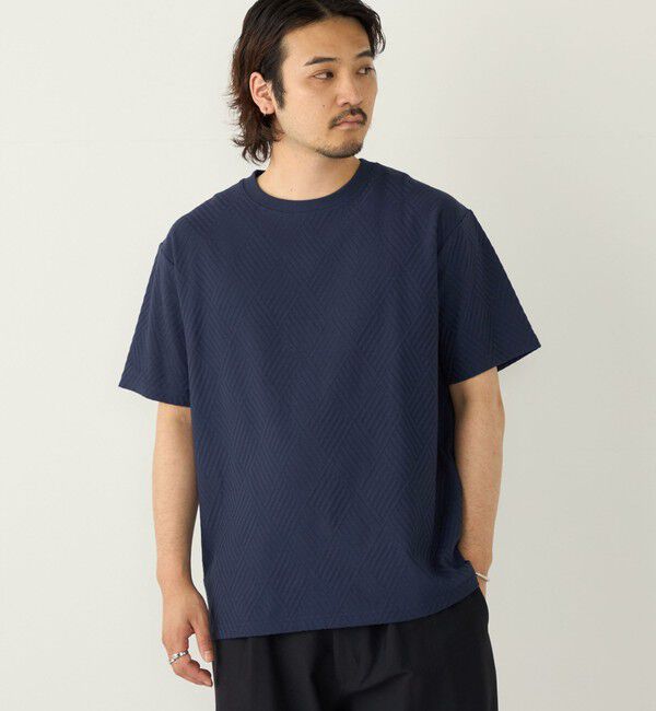 SHIPS Colors 「SHIPS Colors:リンクス ジャカード Tシャツ◇」|Tシャツ・カットソー|ネイビー
