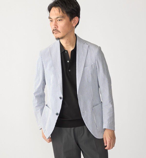 SHIPS「SHIPS:〈洗濯機可能〉MADE IN JAPAN シアサッカー ウォッシュド シャツ ジャケット」|テーラードジャケット|