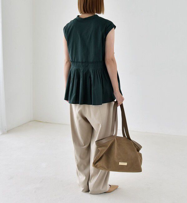 quaranciel「《予約》quaranciel:〈手洗い可能〉コットン プリーツ ペプラム プルオーバー ブラウス」|シャツ・ブラウス|