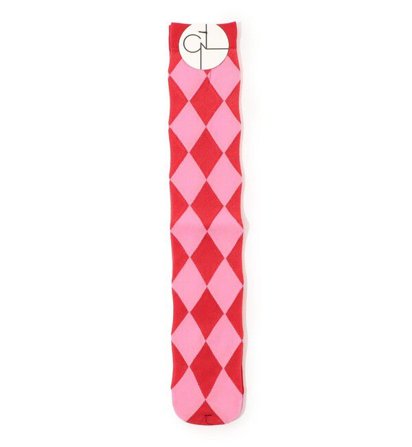 TOMORROWLAND GOODS「CONLEAD SHEER ARGYLE ソックス」|ソックス|34 ピンク系