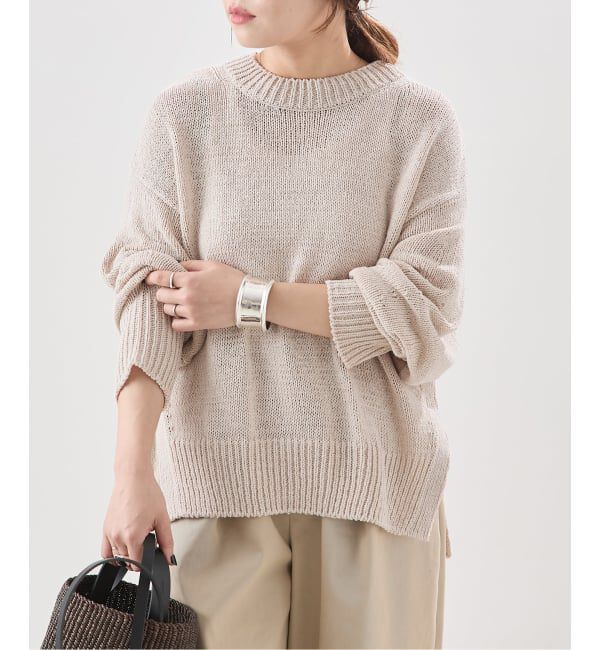 journal standard L'essage「【金子綾さん着用】コットンTAPEワイドプルオーバー」|ニット・セーター|ベージュ