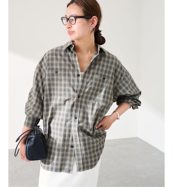 FRAMeWORK「JANE SMITH shadow check work shirt」|シャツ・ブラウス|グレー