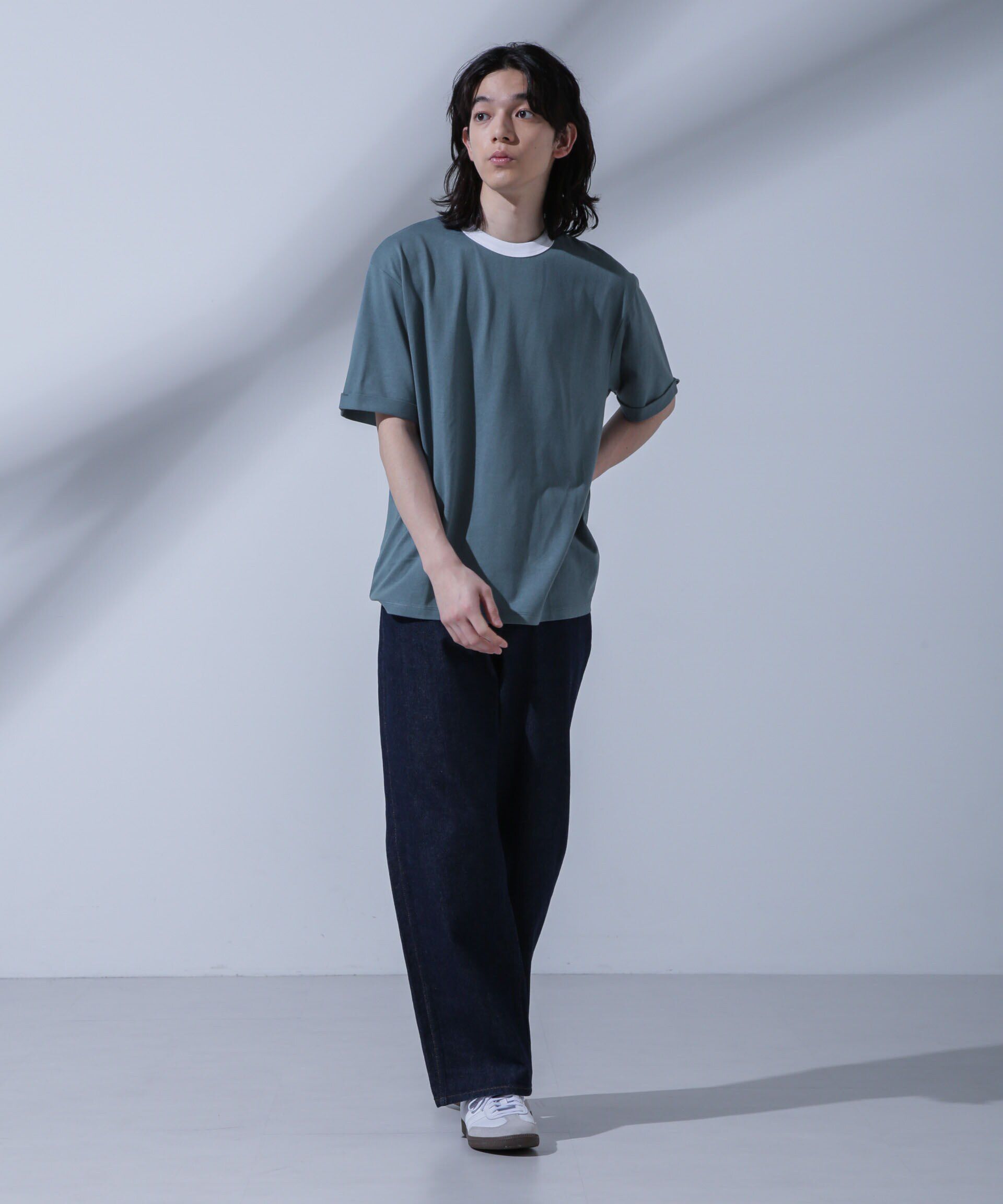 nano･universe「Anti Soaked 汗染み防止 リンガーネックTシャツ」|Tシャツ・カットソー|