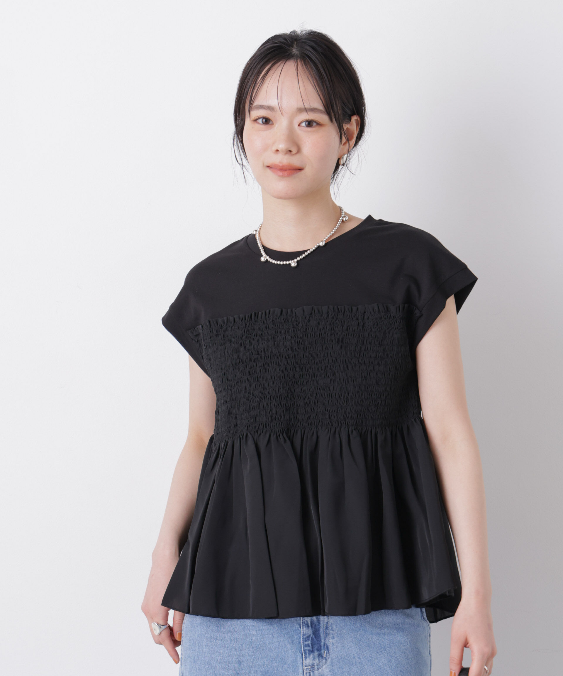nano･universe「シャーリングビスチェドッキングカットトップス」|Tシャツ・カットソー|