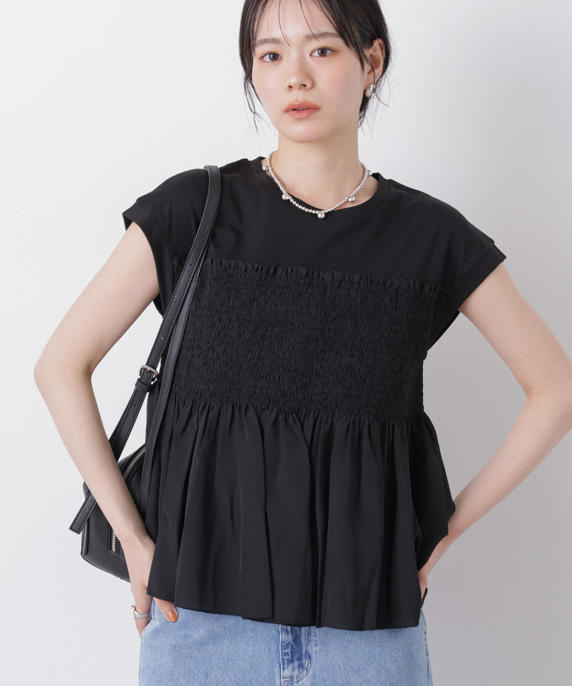 nano･universe「シャーリングビスチェドッキングカットトップス」|Tシャツ・カットソー|