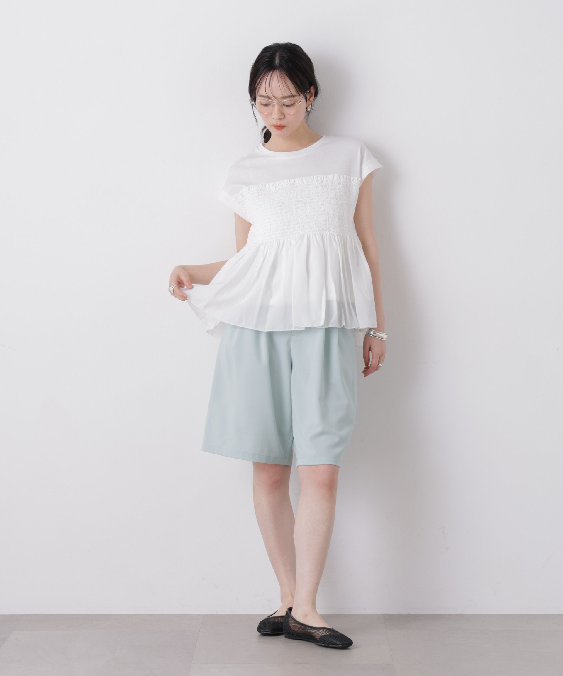 nano･universe「シャーリングビスチェドッキングカットトップス」|Tシャツ・カットソー|