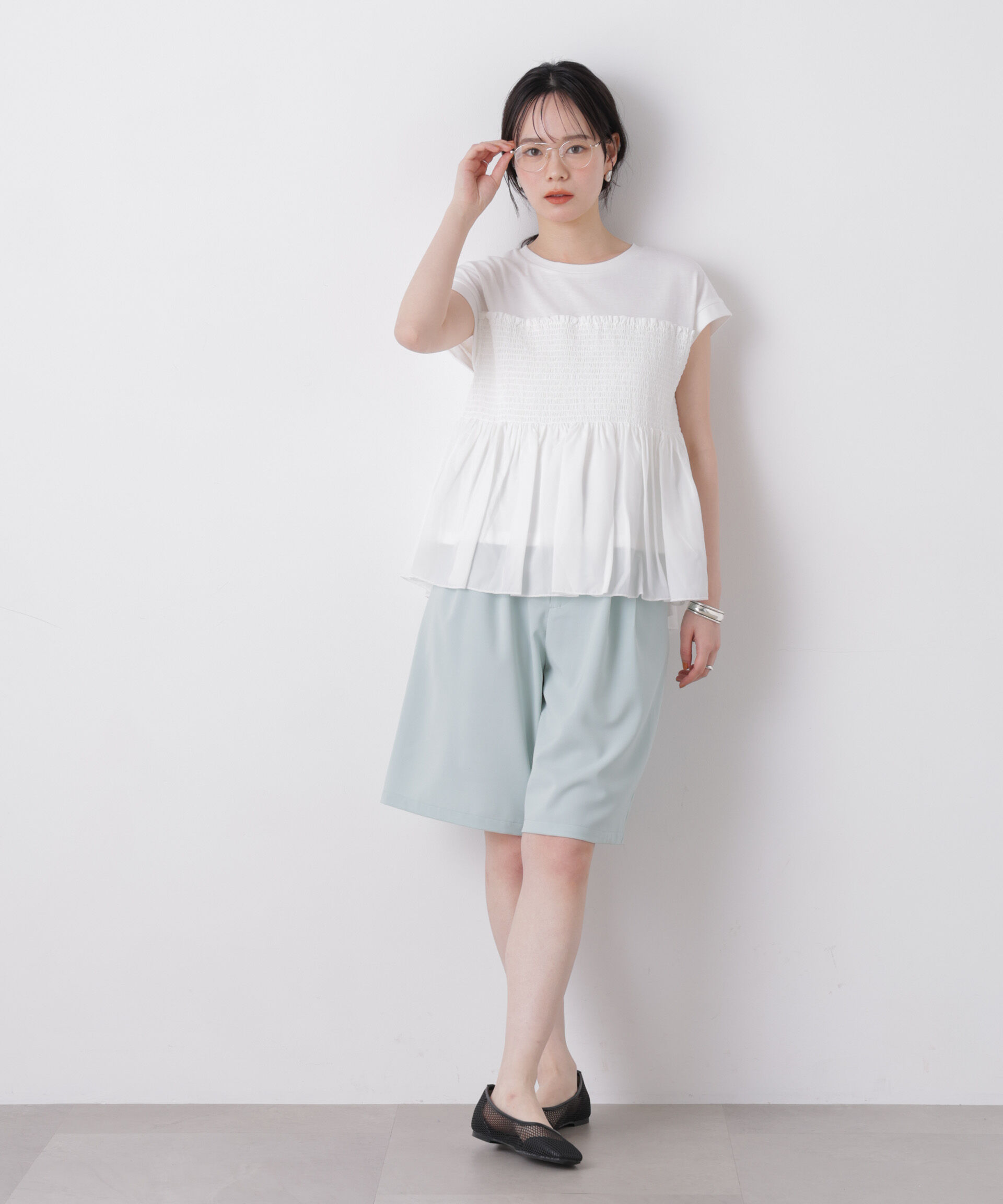 nano･universe「シャーリングビスチェドッキングカットトップス」|Tシャツ・カットソー|