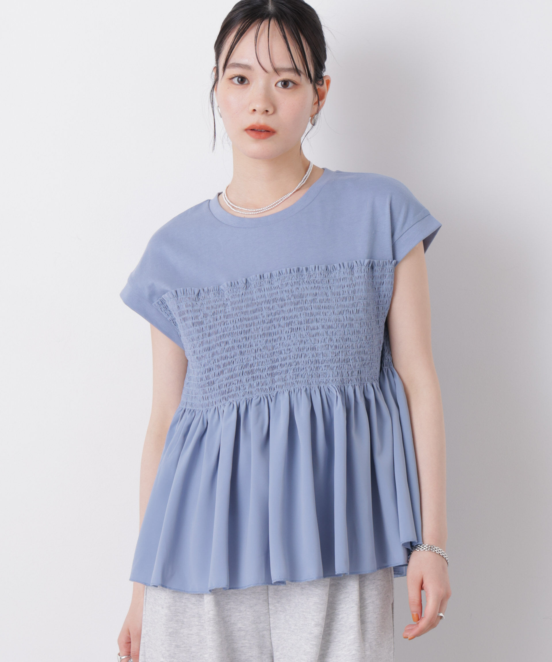 nano･universe「シャーリングビスチェドッキングカットトップス」|Tシャツ・カットソー|