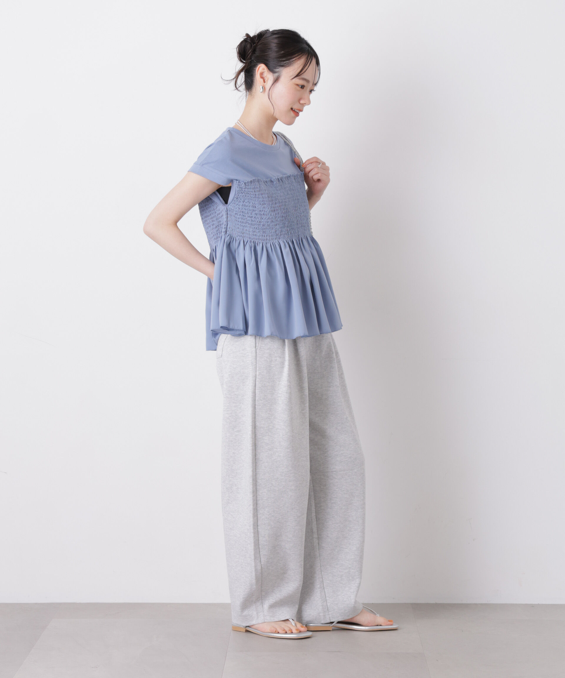 nano･universe「シャーリングビスチェドッキングカットトップス」|Tシャツ・カットソー|