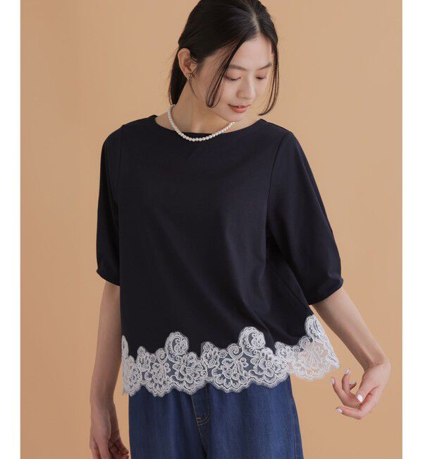 組曲「レースコンビ ボートネック カットソー」|Tシャツ・カットソー|