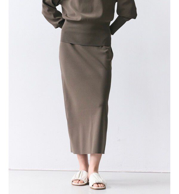 BEIGE,「【人気シリーズ】LAURA / ドライタッチ ストレッチニットスカート」|スカート|Khaki
