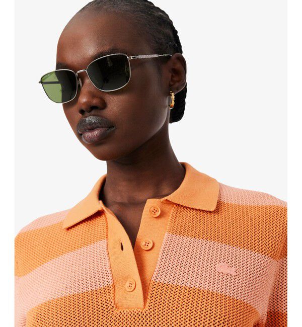 LACOSTE「ファットボーダーメッシュニットポロシャツ」|ニット・セーター|