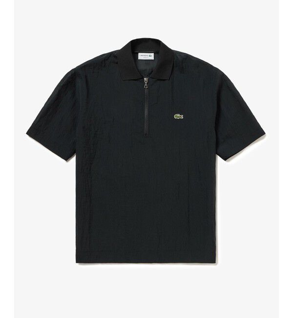LACOSTE「シアーメッシュジップポロシャツ」|ポロシャツ|ブラック