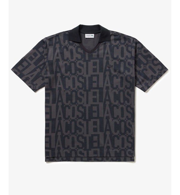 LACOSTE「クールマックスプリントスキッパーネックポロシャツ」|ポロシャツ|チャコール