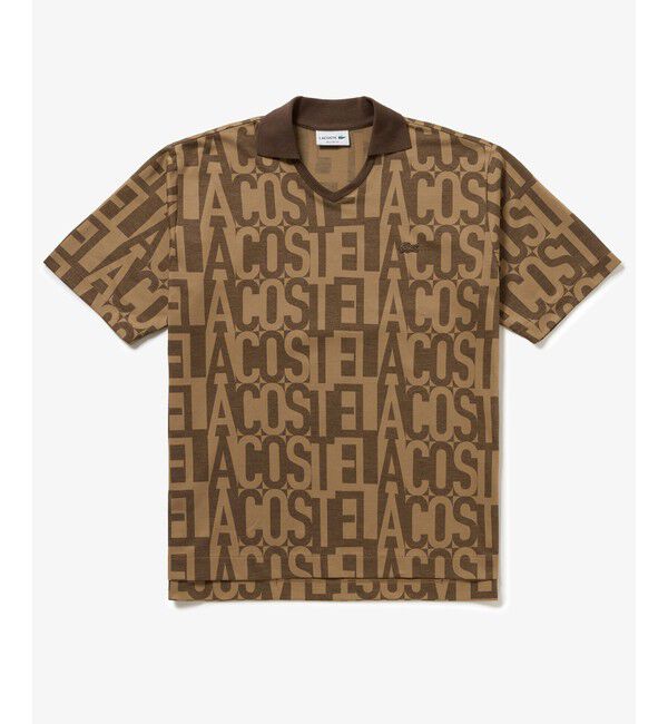 LACOSTE「クールマックスプリントスキッパーネックポロシャツ」|ポロシャツ|ブラウン