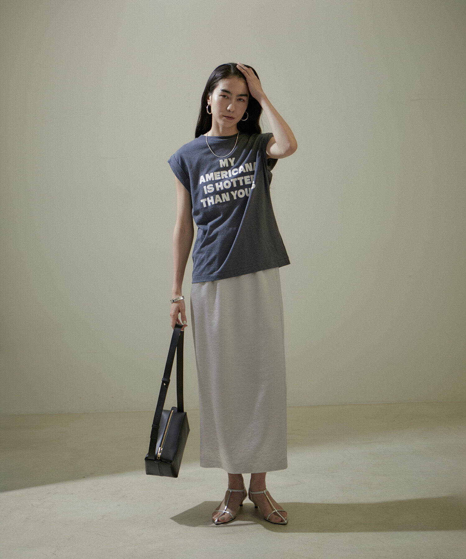 SALON adam et rope'「シャイニーナロースカート【洗える】」|スカート|