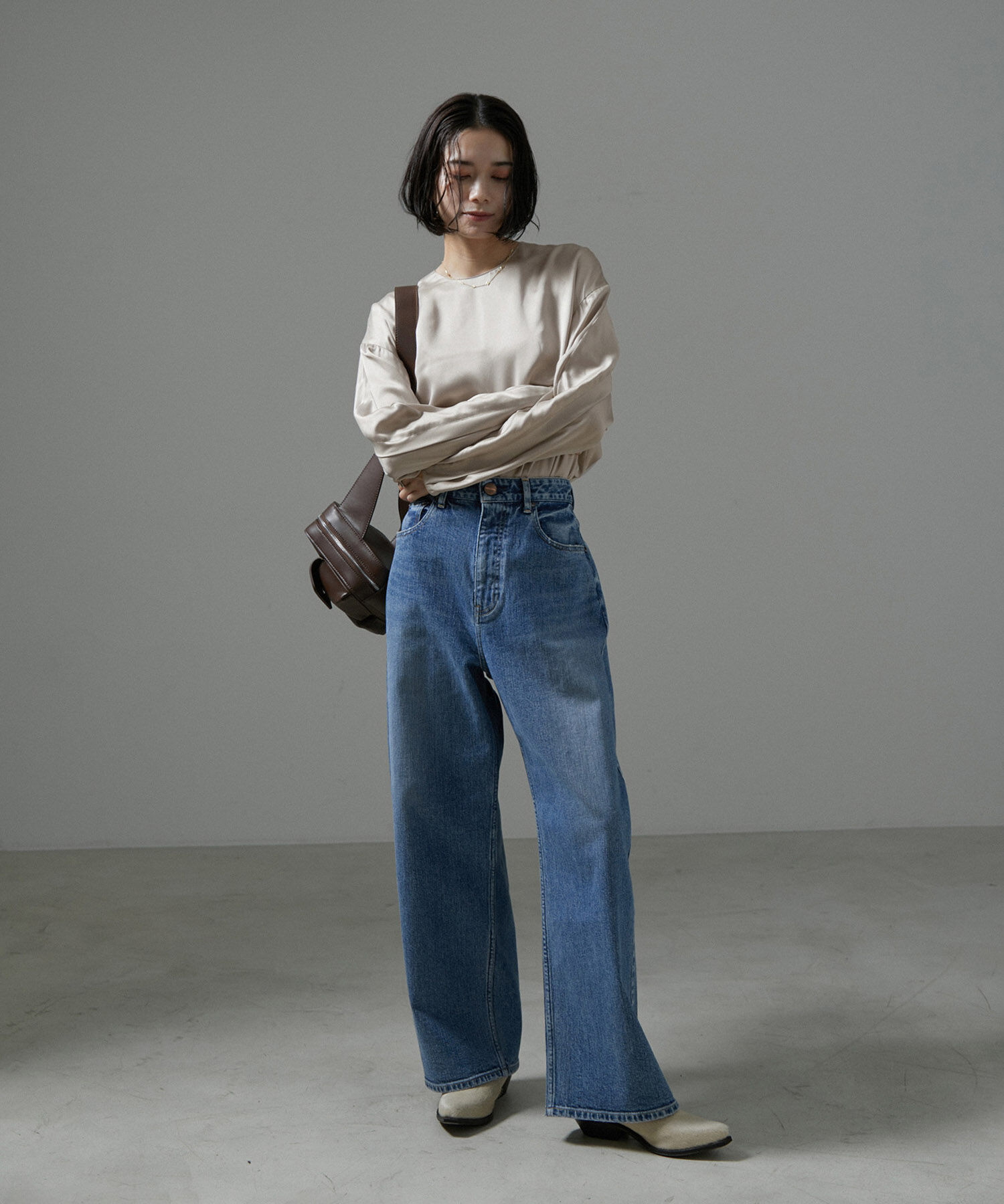 SALON adam et rope'「[24AW]GENTLE SILK ラウンドヘムTブラウスセットアップ対応】」|シャツ・ブラウス|