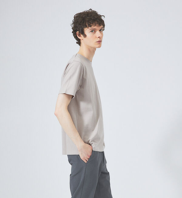 ABAHOUSE「【ノンストレス】定番 / COTTON LYCRA 圧着 クルーネック 半袖 T」|Tシャツ・カットソー|ベージュ系その他1