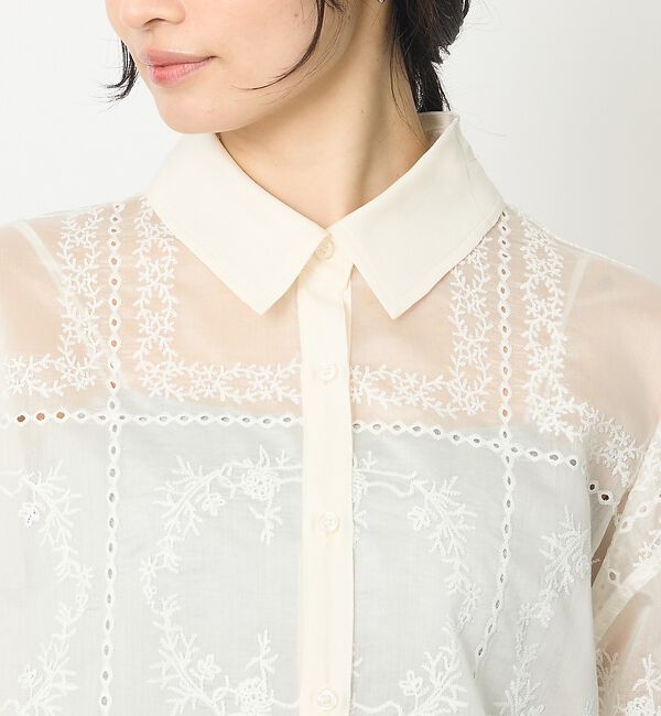 abahouse mavie「【シアー素材】総レースクレリックシャツ/春服/レイヤード/透け感/大人フェミニン」|シャツ・ブラウス|