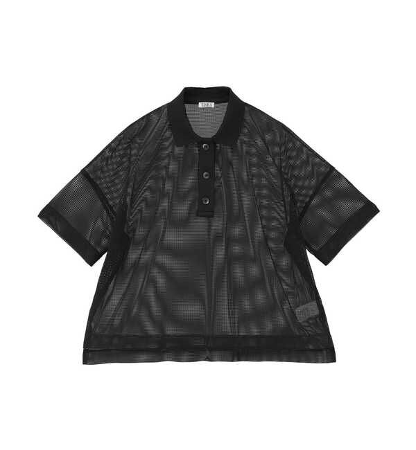 TIARA「メッシュポロトップス」|シャツ・ブラウス|ブラック