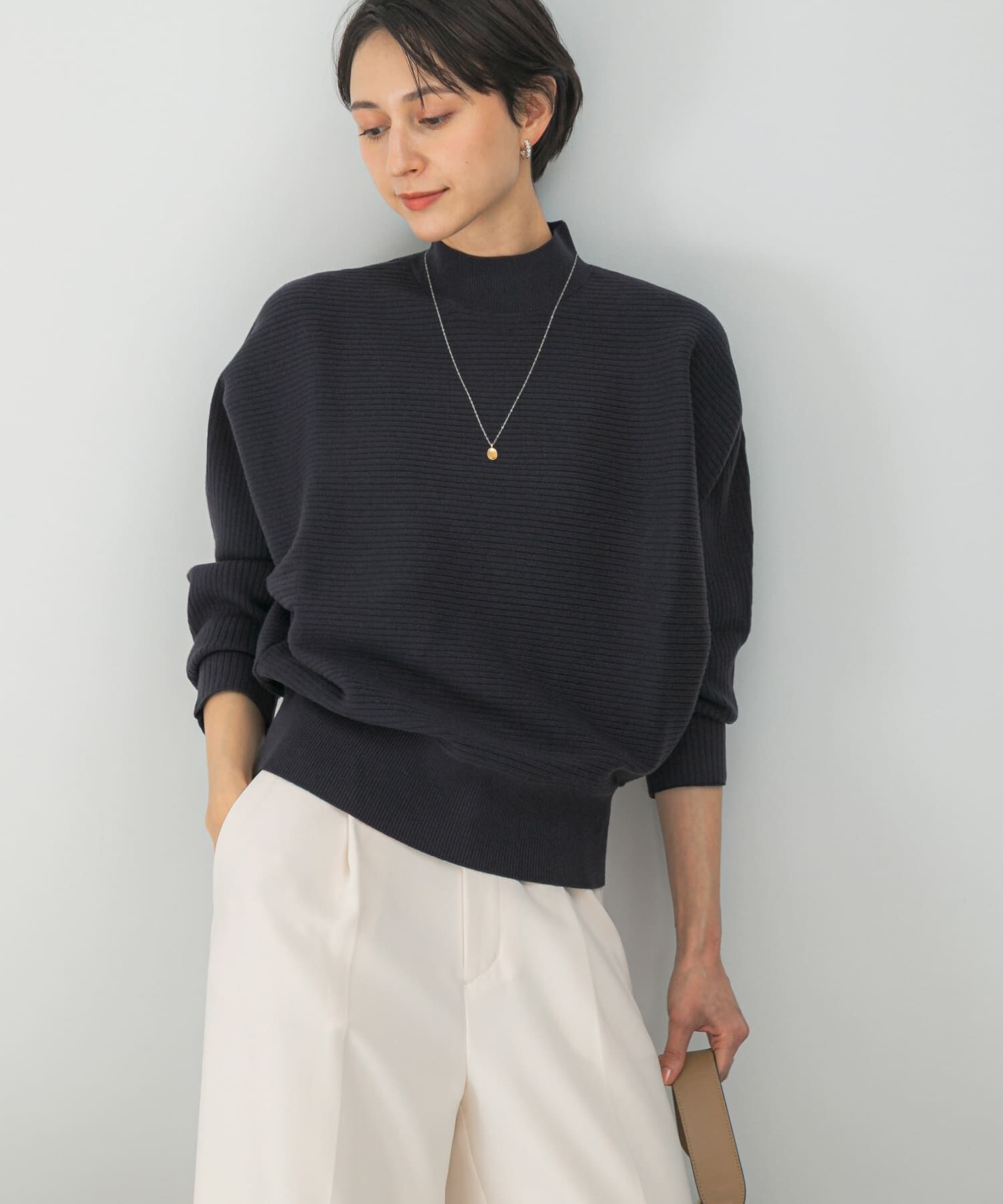 URBAN RESEARCH ROSSO「ウォッシャブルアンチピリングドルマンニット」|ニット・セーター|ネイビー