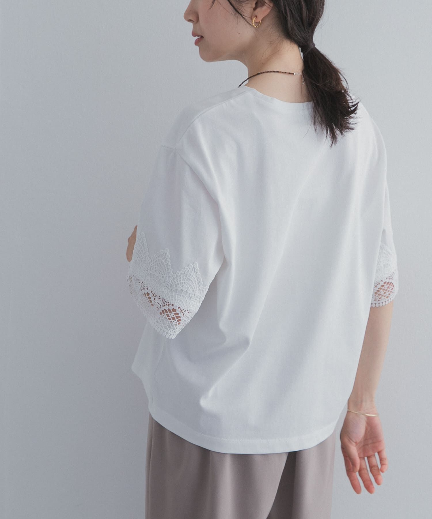 URBAN RESEARCH DOORS「レーススリーブTシャツ」|Tシャツ・カットソー|
