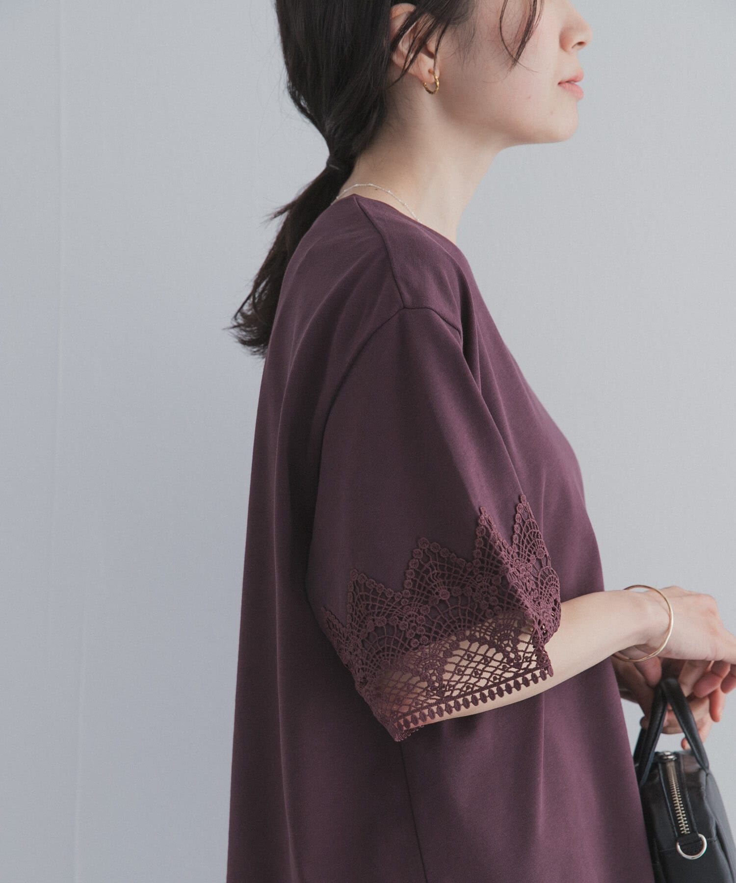 URBAN RESEARCH DOORS「レーススリーブTシャツ」|Tシャツ・カットソー|