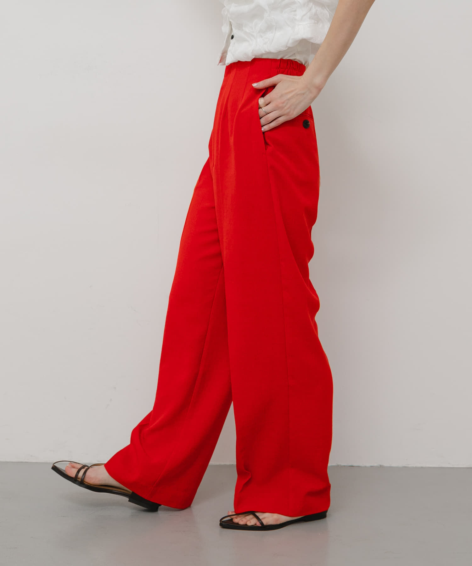 SENSE OF PLACE by URBAN RESEARCH「『一部WEB限定』『UR TECH DRYLUXE』リネンライクワイドパンツ」|その他|レッド
