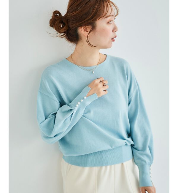 le.coeur blanc「パールスリーブニットプルオーバー」|ニット・セーター|