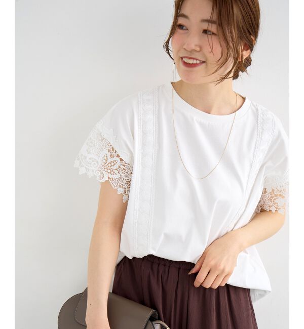  「レースドッキングカットソー」|Tシャツ・カットソー|オフ