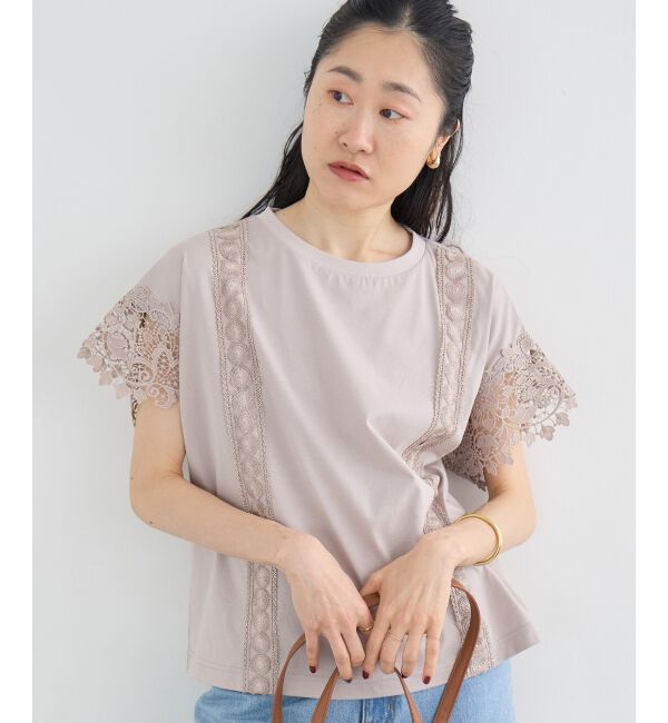  「レースドッキングカットソー」|Tシャツ・カットソー|