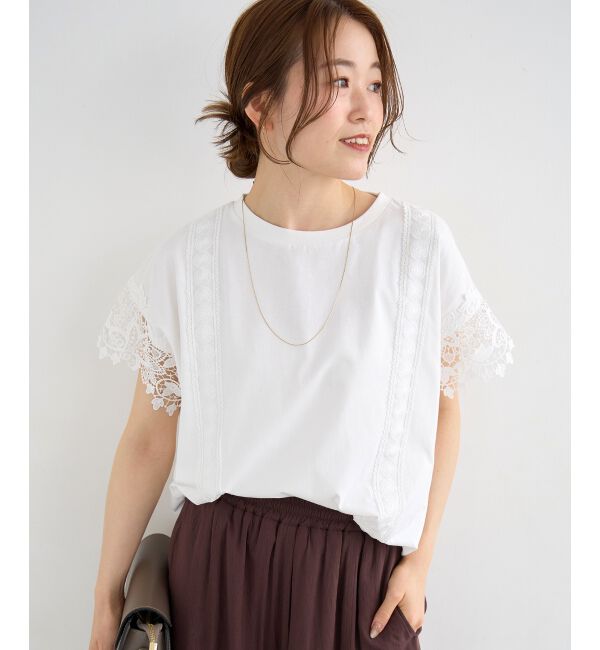  「レースドッキングカットソー」|Tシャツ・カットソー|