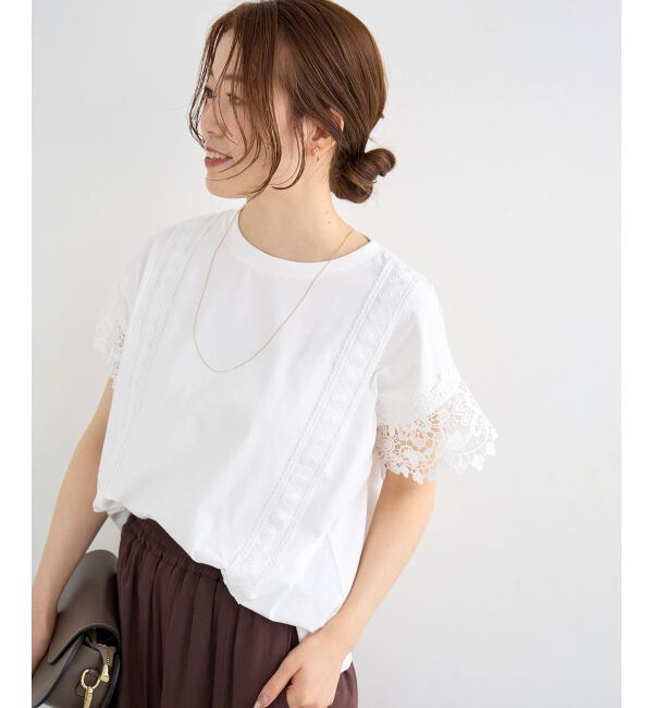  「レースドッキングカットソー」|Tシャツ・カットソー|