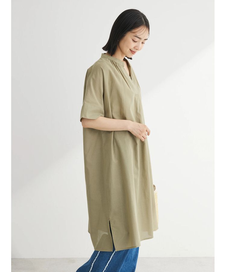 Green Parks「綿麻混スキッパーミニワンピース」|ワンピース|