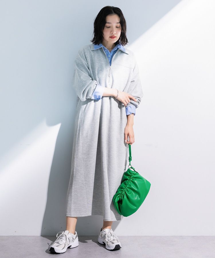 Green Parks「ポロ衿ハーフZIPカットワンピース」|ワンピース|Gray Mixture