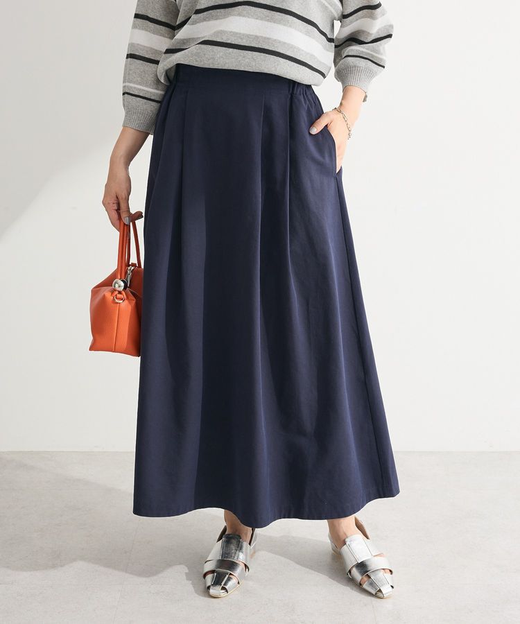 Green Parks「綿混やわらかタッチタックスカート」|スカート|Navy