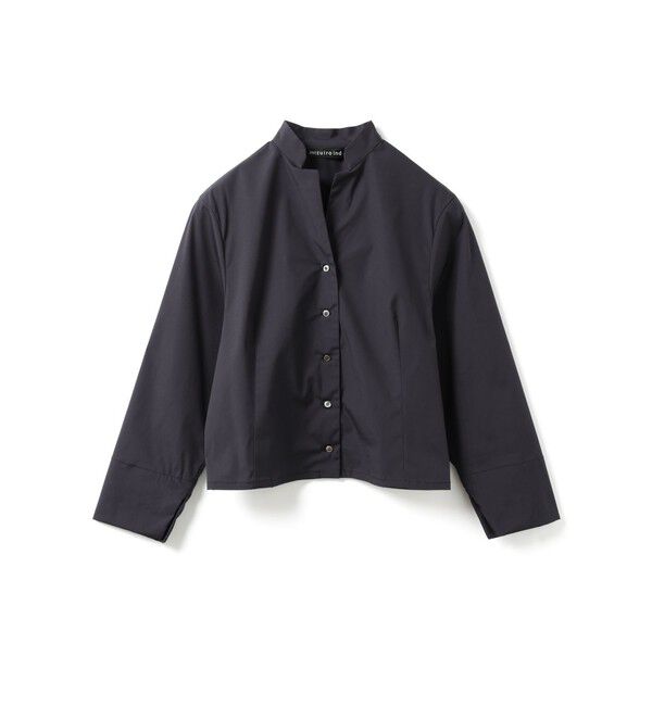 mizuiro ind「mizuiro ind スタンドカラーショートシャツ」|シャツ・ブラウス|ネイビー
