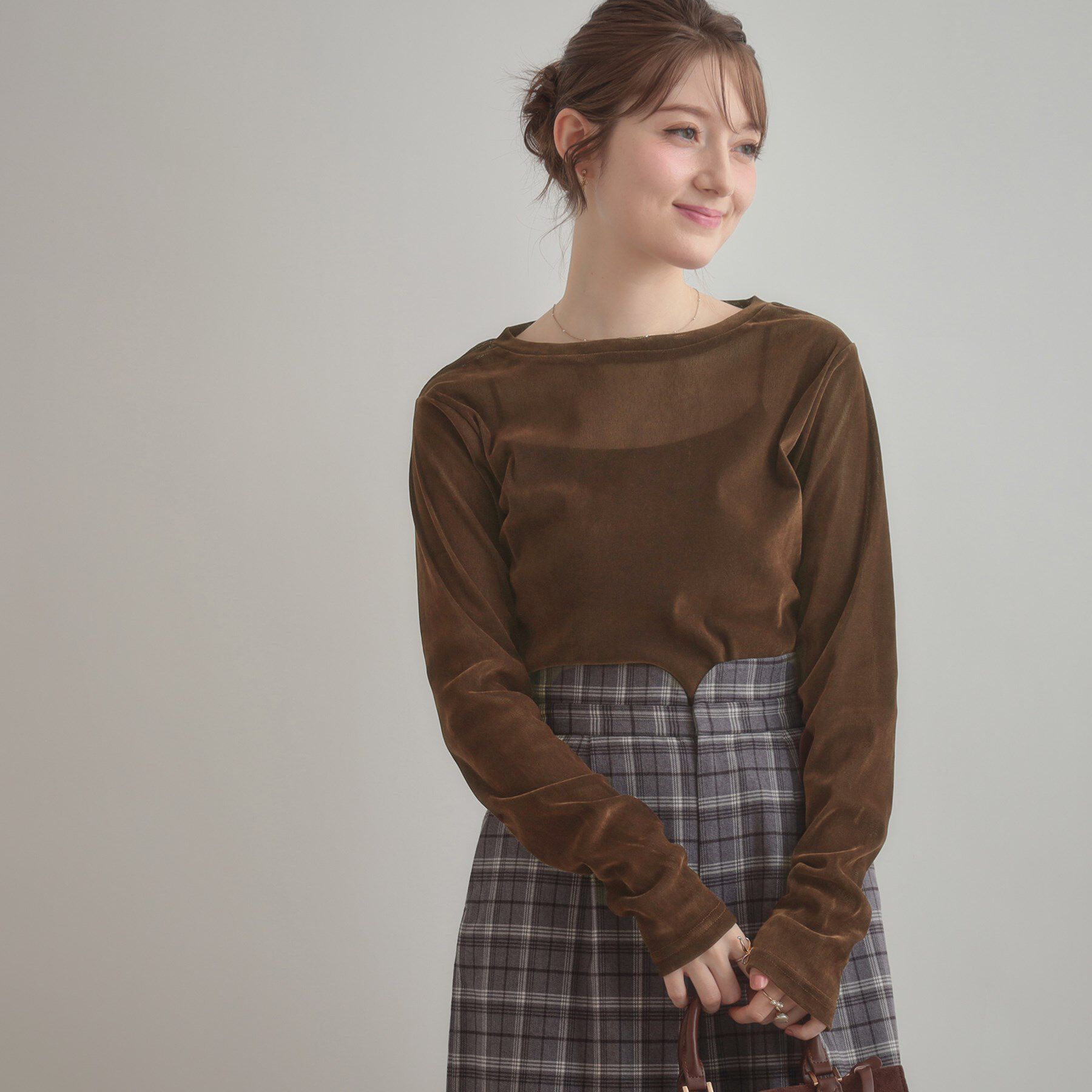Couture broach「シアーベロアTシャツ」|Tシャツ・カットソー|ブラウン(044)
