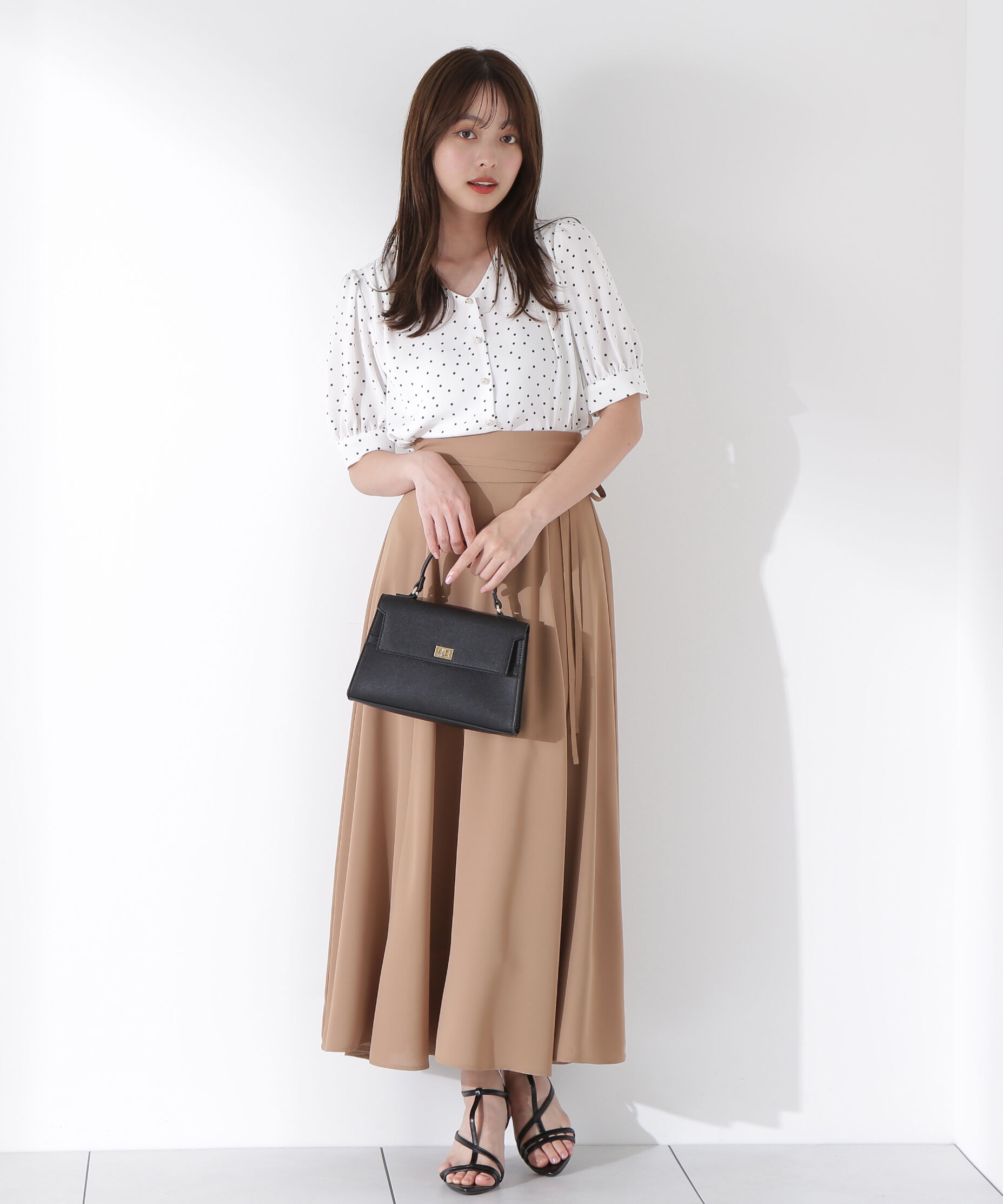 PROPORTION BODY DRESSING「リボン付きロングフレアスカート」|スカート|キャメル1