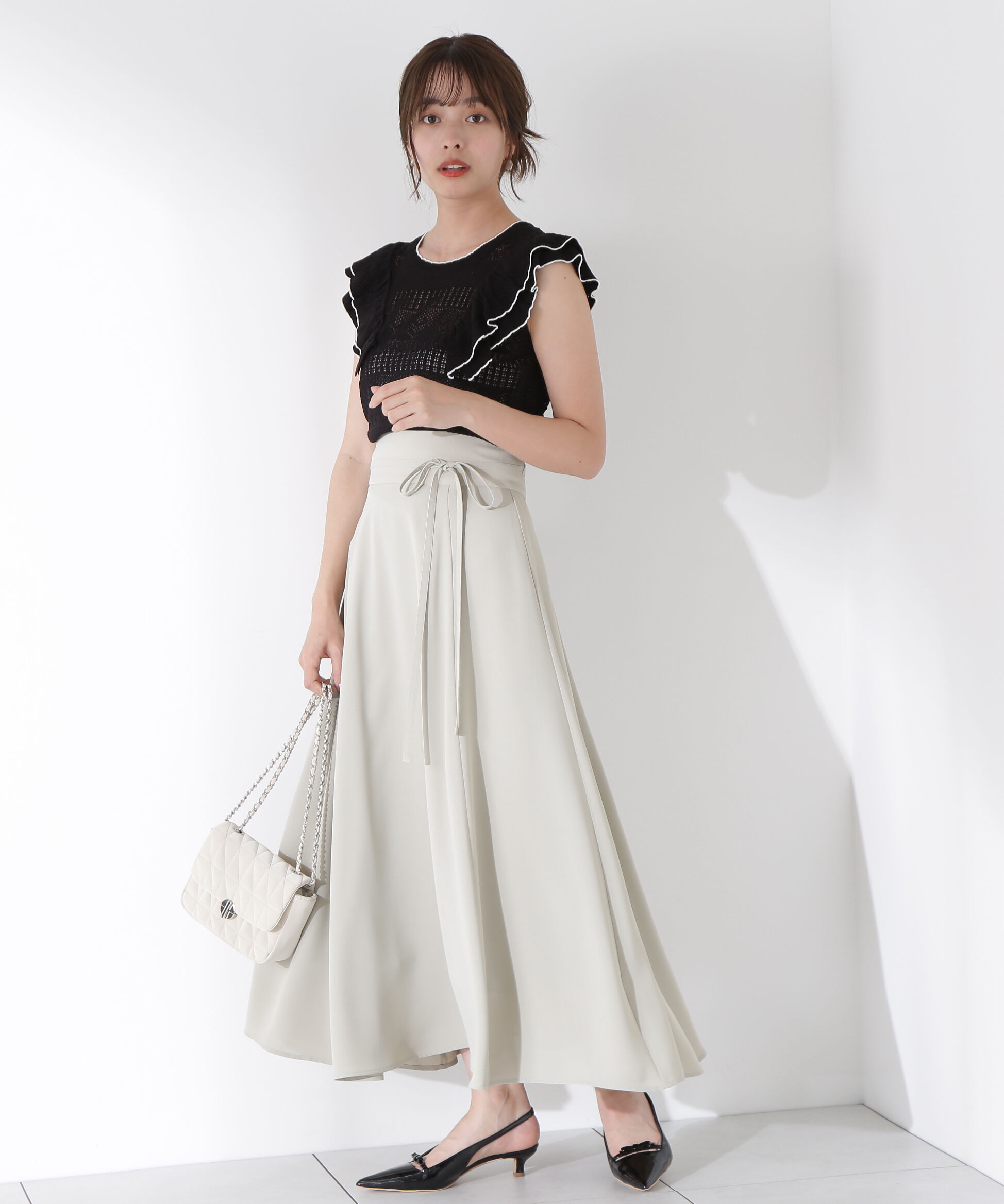 PROPORTION BODY DRESSING「リボン付きロングフレアスカート」|スカート|