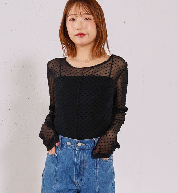 archives「フロッキーハートチュールクルーネックＴＯＰＳ」|Tシャツ・カットソー|