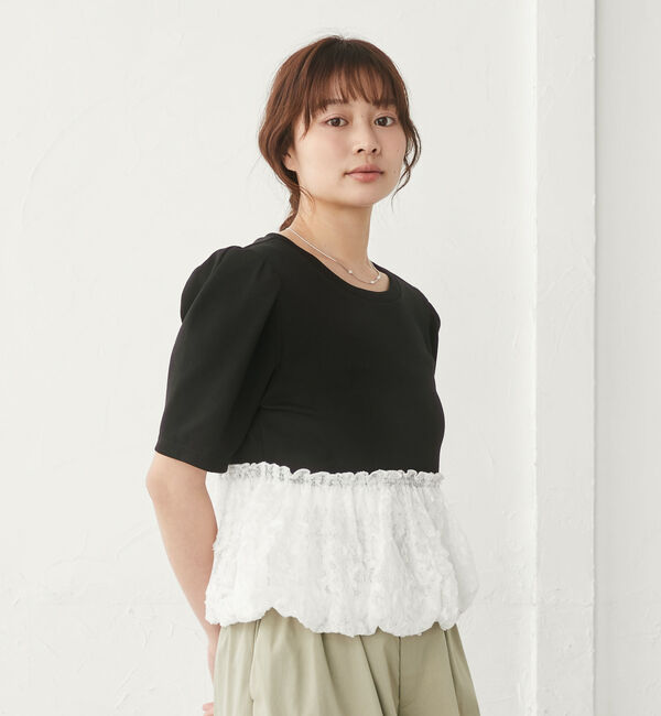 archives「ボーダーアソートレースドッキングバルーンＴＯＰＳ」|Tシャツ・カットソー|