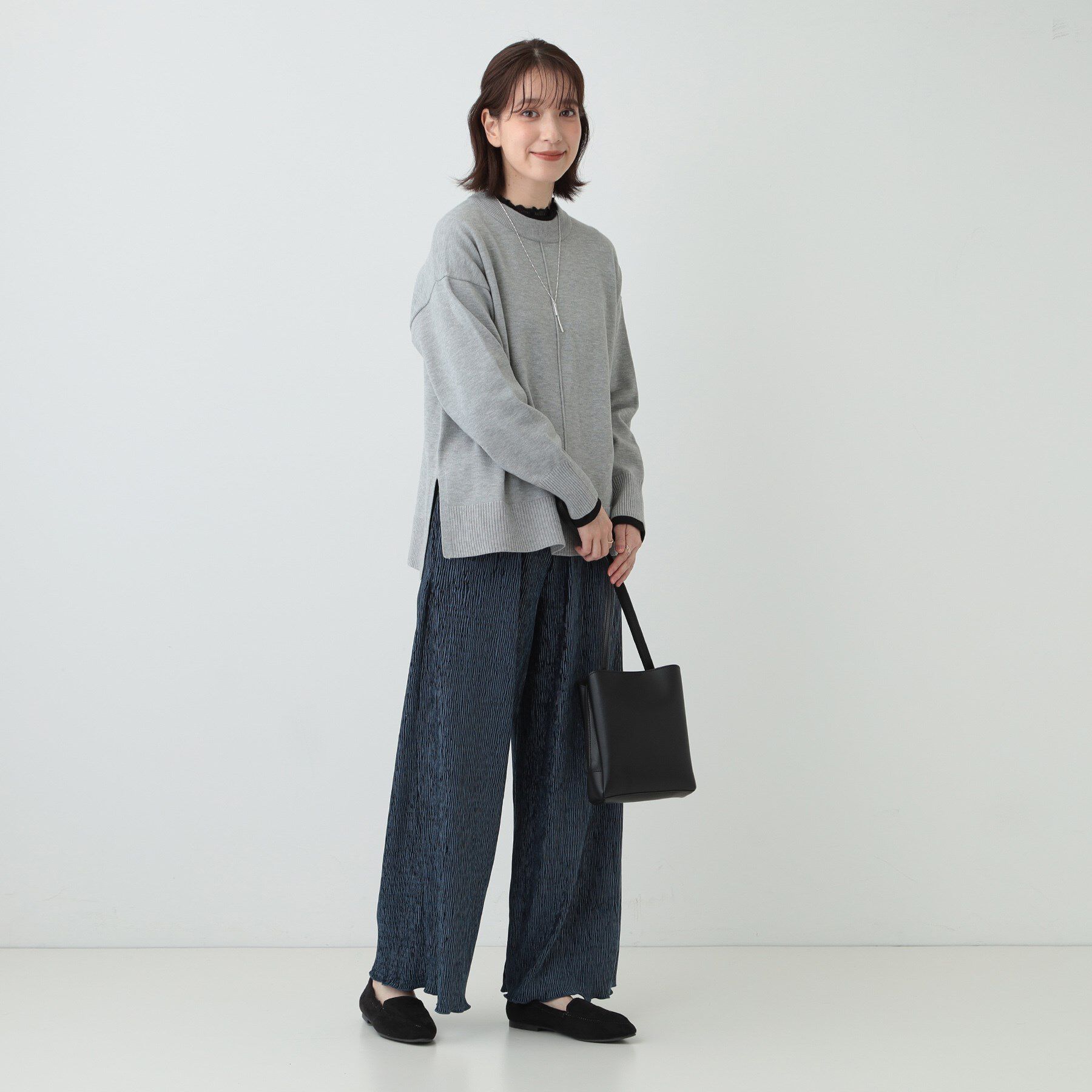 SHOO･LA･RUE「【S-LL】衿レースハイネックリブトップス」|Tシャツ・カットソー|