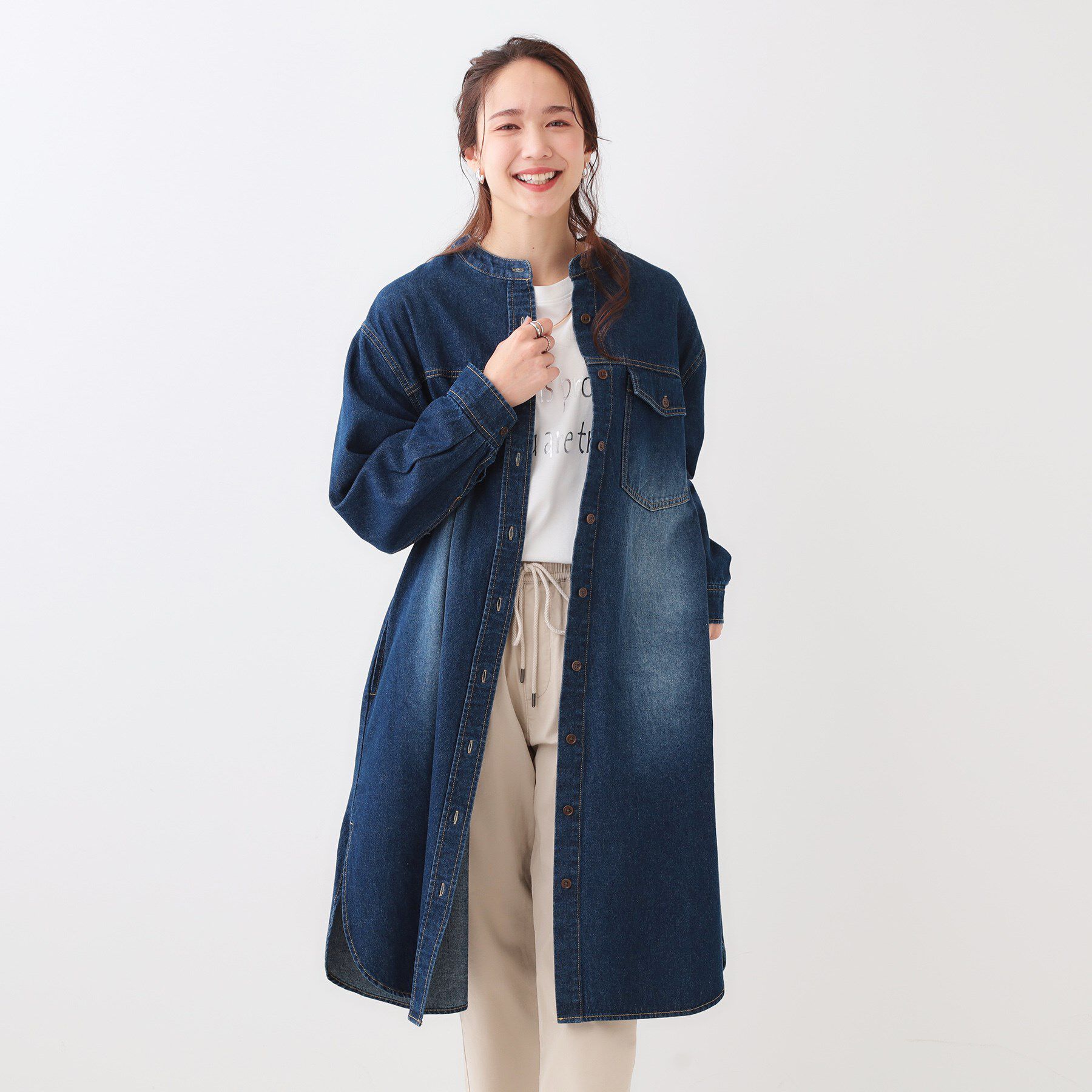 SHOO･LA･RUE「【洗える/体型カバー】デニム シャツワンピース」|ワンピース|