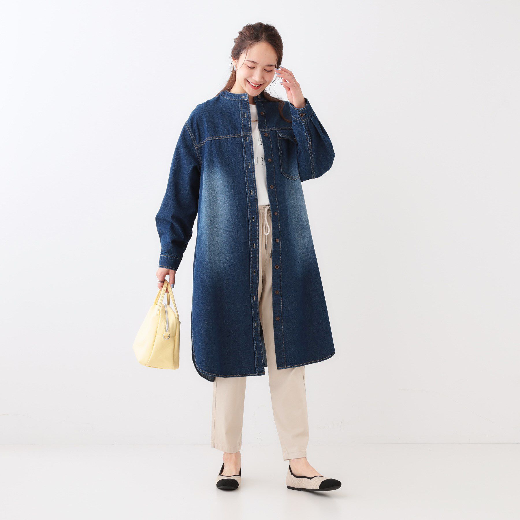 SHOO･LA･RUE「【洗える/体型カバー】デニム シャツワンピース」|ワンピース|