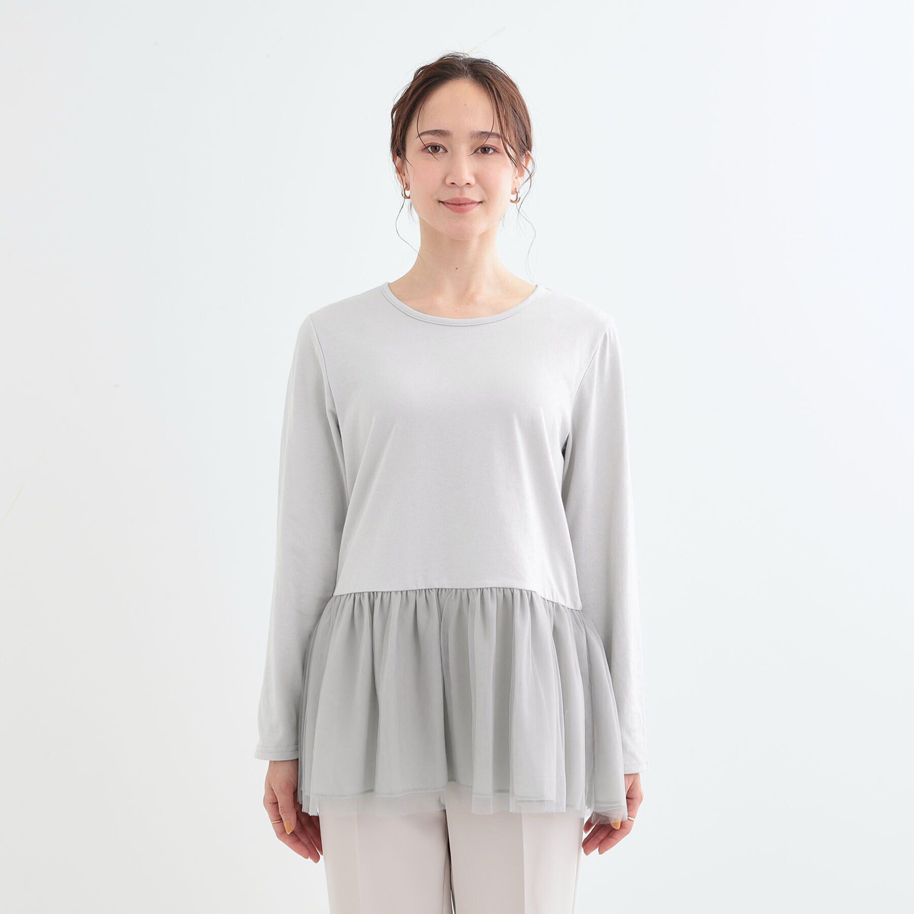 SHOO･LA･RUE「【S-LL/体型カバー】いつものコーデにプラスワン　裾チュールインナー」|Tシャツ・カットソー|