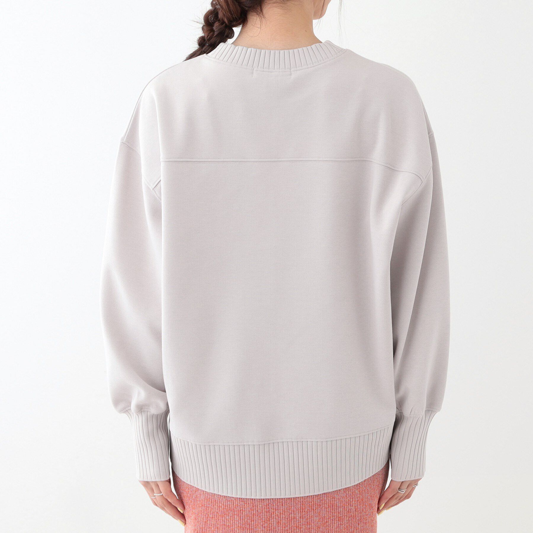 SHOO･LA･RUE「【洗える/S-LL】長めのリブでお袖すっきり 異素材トップス」|Tシャツ・カットソー|